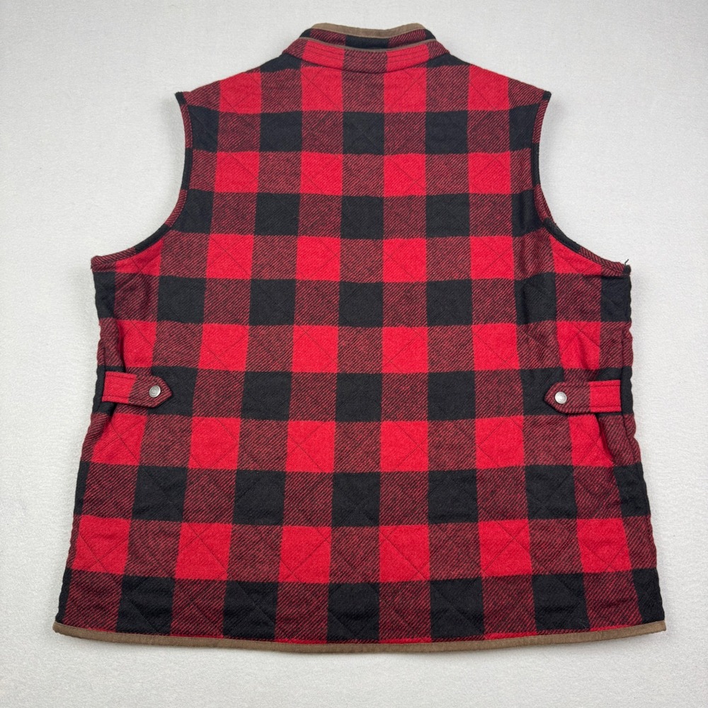 Peter Millar Mens XXL Shetland Wool Quilted Vest Red Buffalo Plaid Fleece Lined - Picture 7 of 10